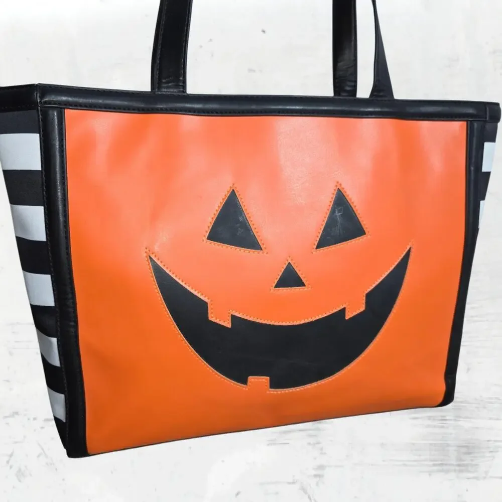 Hot Chocolate Design Jack O Lantern Double Sided Halloween Tote Bag Pumpkin